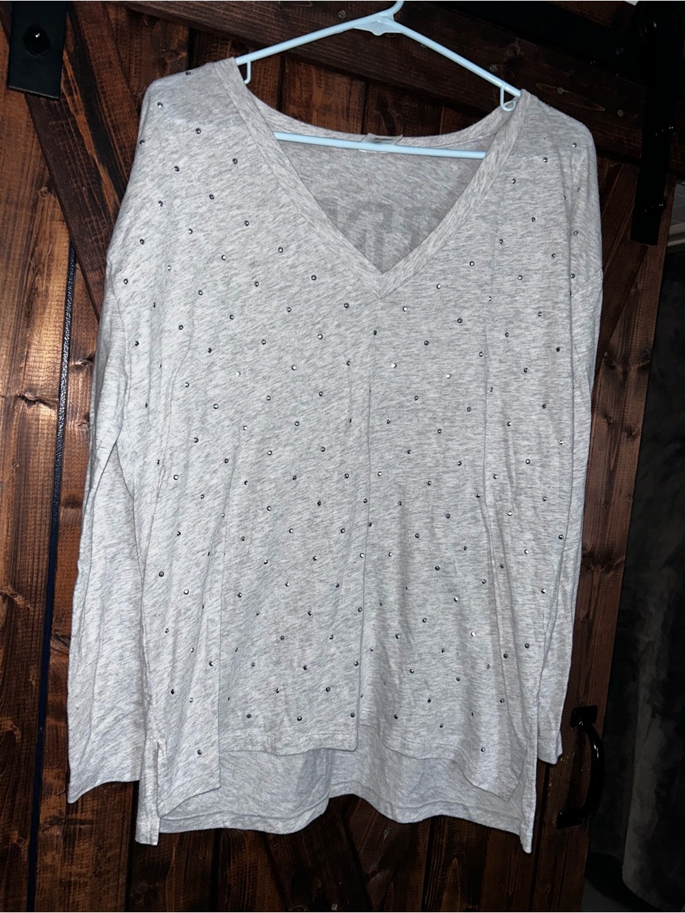 Victoria's Secret PINK Gray V-Neck Long Sleeve Top